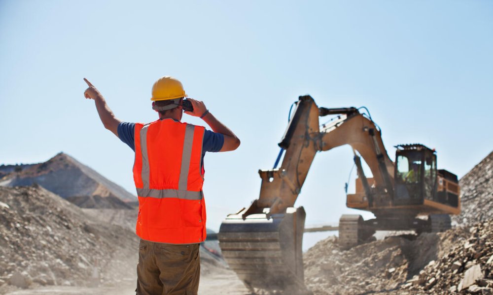 Digger man at work